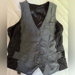 Grey Vintage Vest with lace detail on the side